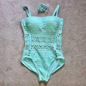Aqua Teal Crochet Lace Swimsuit – 3 for $35!